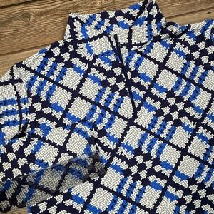 IBKÜL Womens Top Size XXL Blue Navy Zip Mock Neck Sonika Geometric NWT